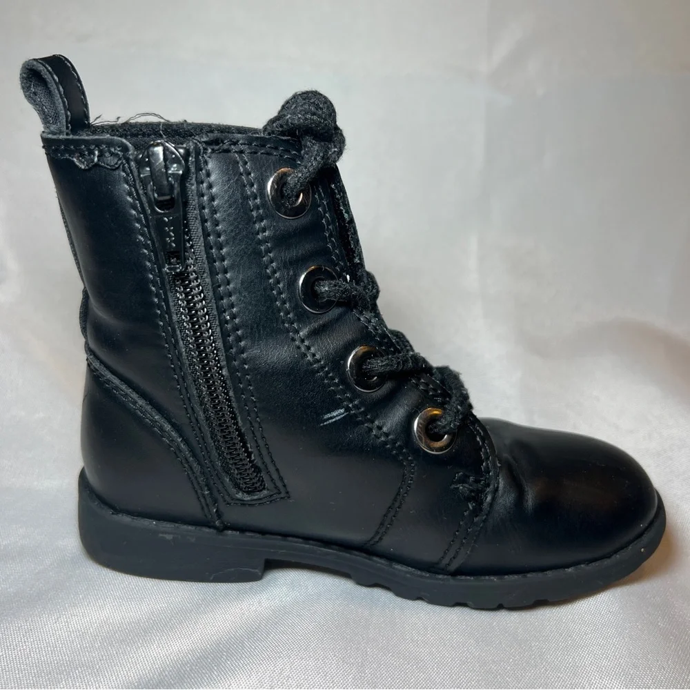 Old Navy Black Toddler‎ Girl Size 8 Combat Boots Lace Up Zipper